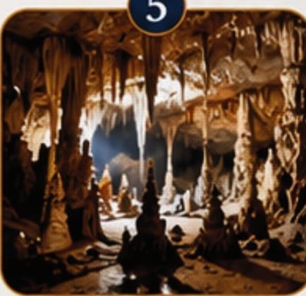 Inside Hoq Cave with stalactites