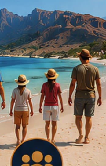 Group of travelers on a Socotra beach